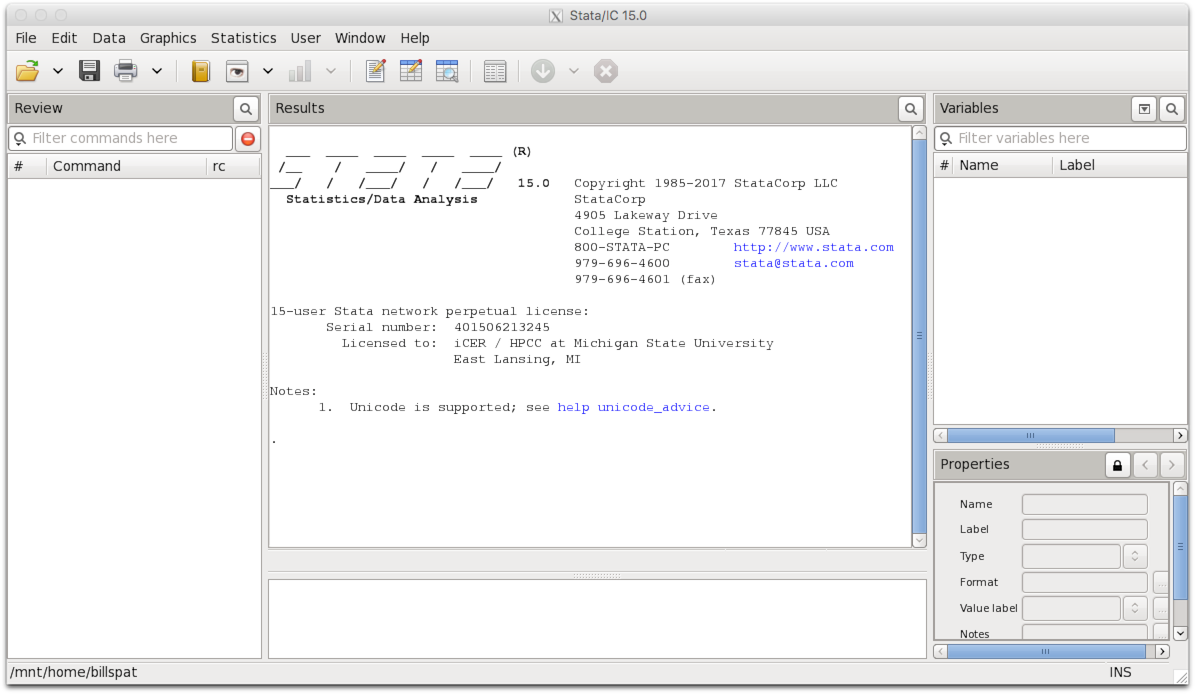 A screenshot of the Stata graphic user interface.