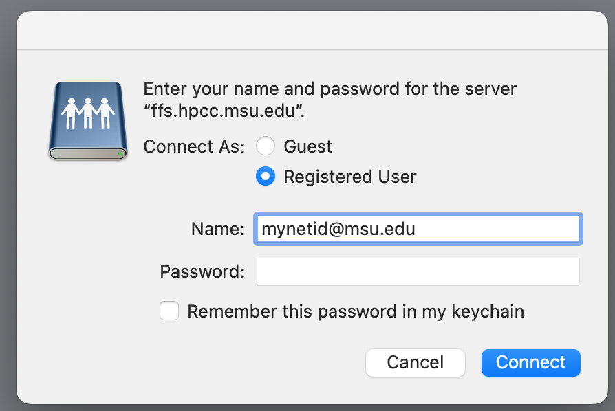 Login menu